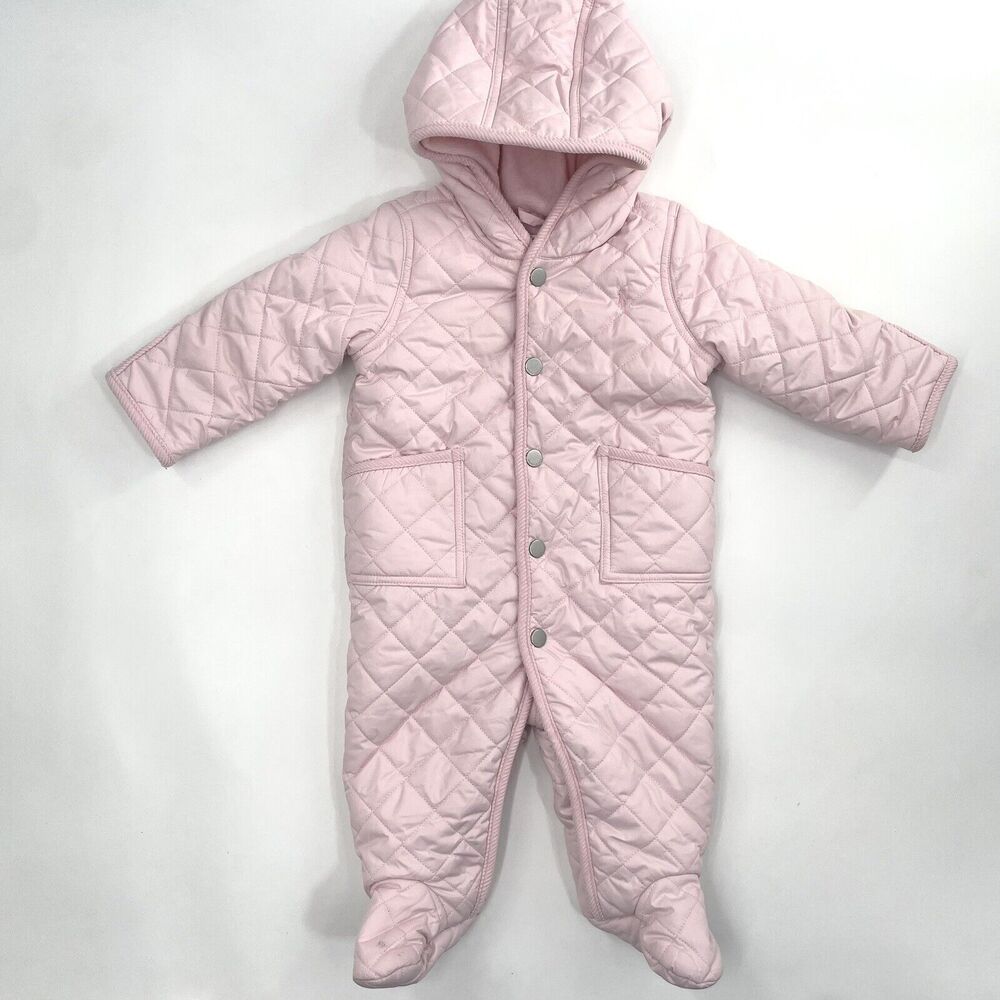 Lauren Ralph Lauren Light Pink Quilted Hooded Infant Snowsuit